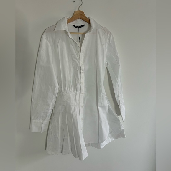 NWT ZARA Pleated Shirt Dress in Size Small - Picture 2 of 12